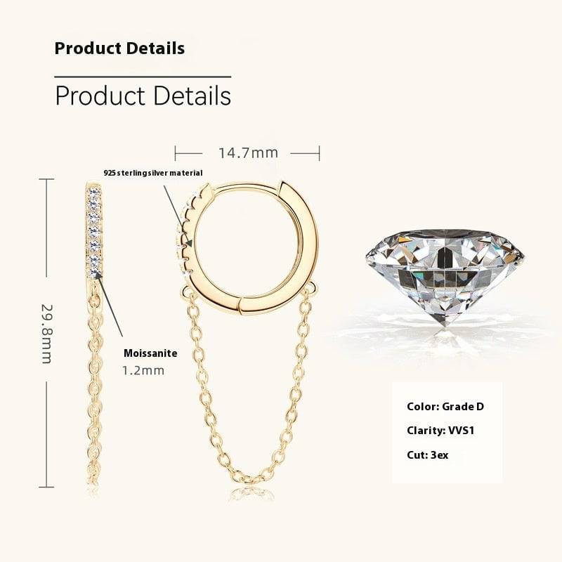 Fashion Personality Bling Diamond Earrings Tassel Chain Ear Ring - Clothing Personality