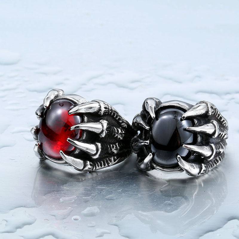 Men's Vintage Personality Titanium Steel Inlaid Zircon Ring - Clothing Personality