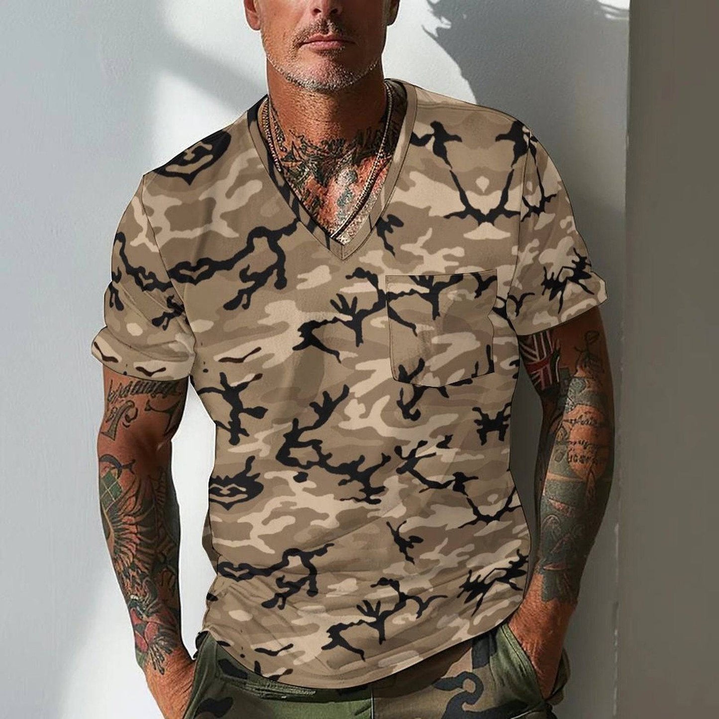 Summer Men's Design Camouflage Breathable Loose Fashion Short Sleeve - Clothing Personality