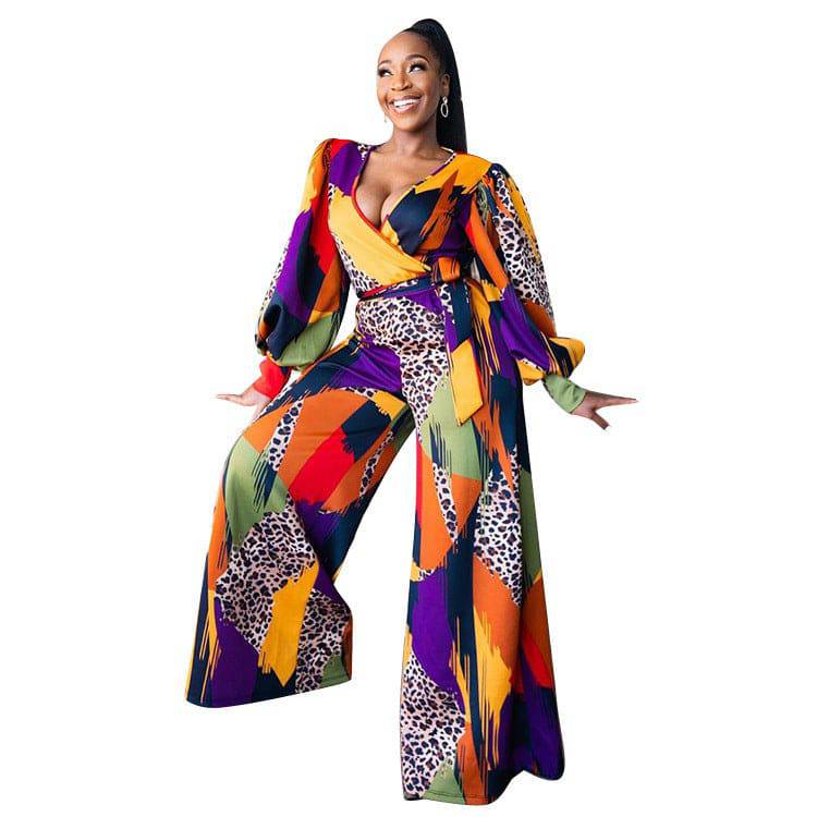 Women''s Wear Autumn And Winter Fashion Printed Jumpsuit - Clothing Personality