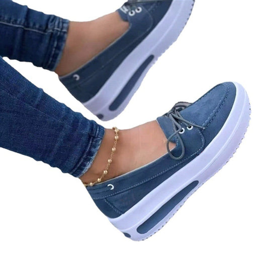 Women's Lace-up Flats Shoes Wedges Heel Casual Shoes - Clothing Personality