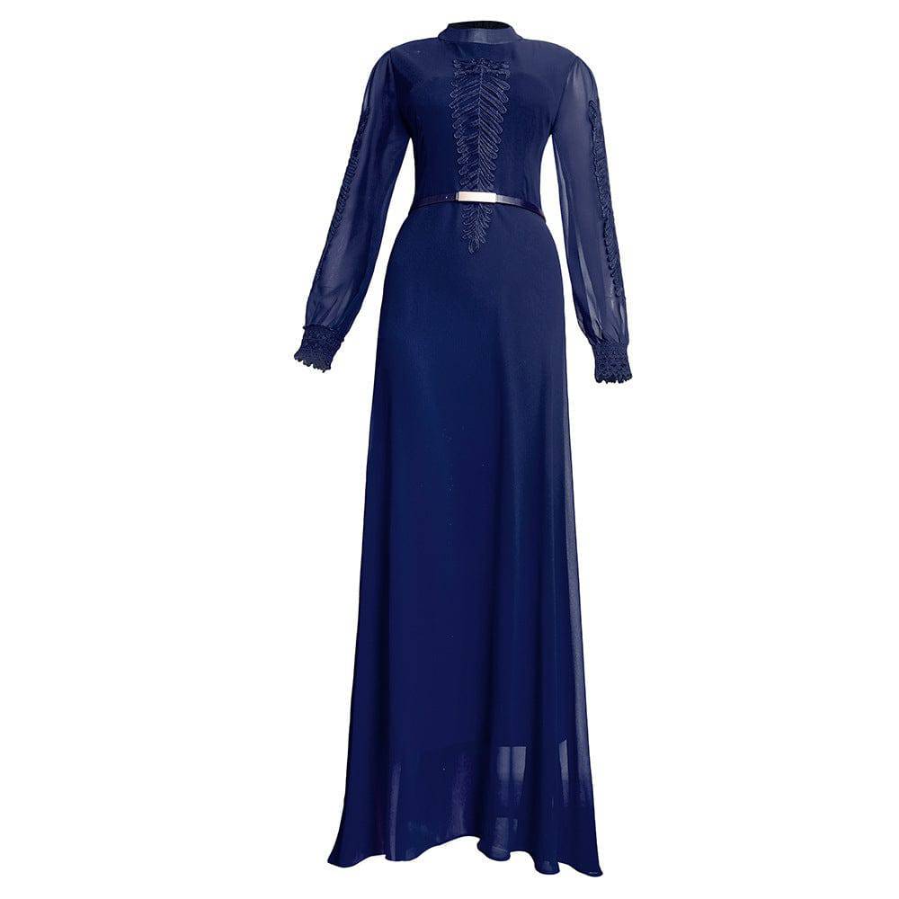 Solid Color Plus Size Long Sleeve Big Hem Chiffon Dress - Clothing Personality