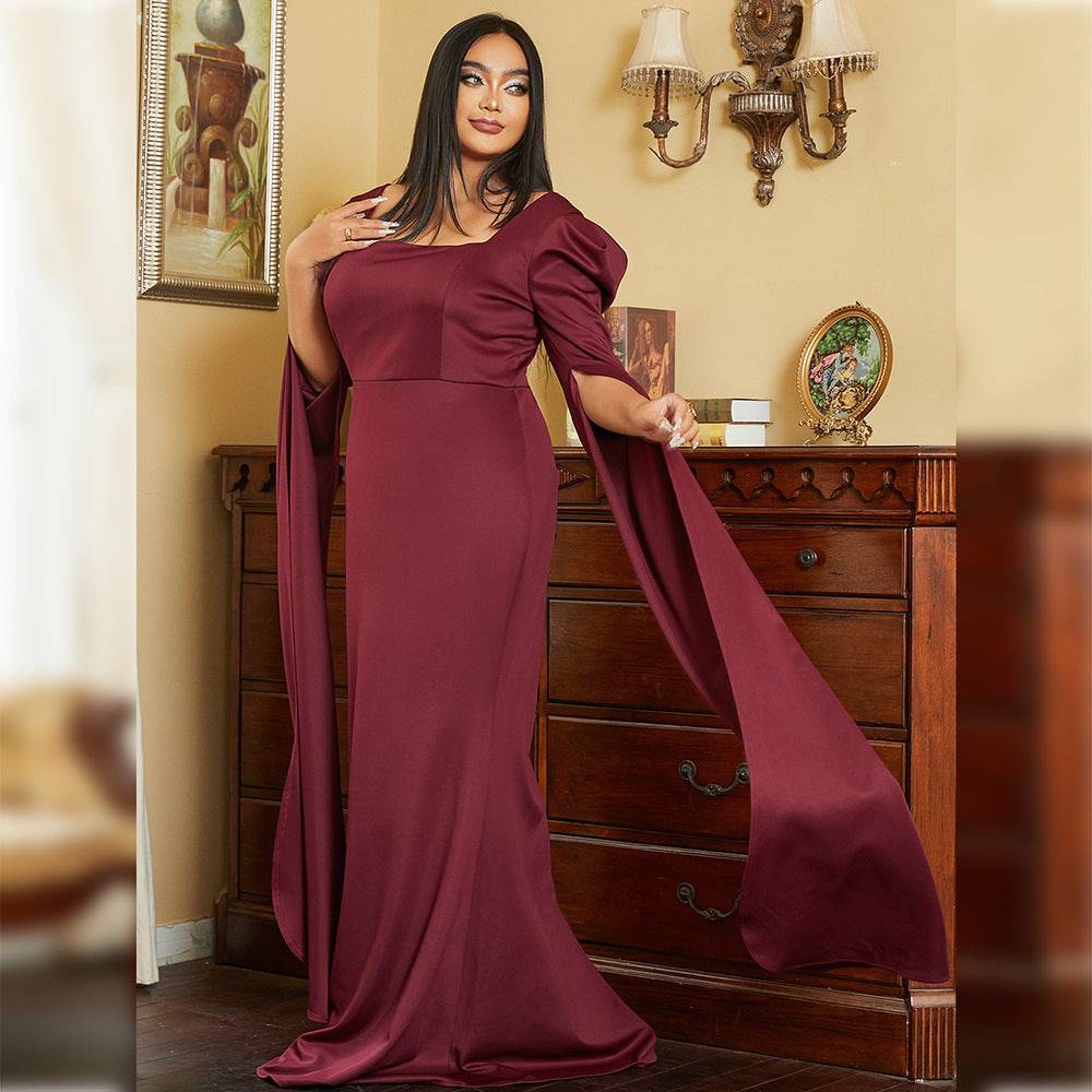 Women's Extra Long Sleeve Mermaid Style Evening Gown Elegant Evening Dress - Clothing Personality