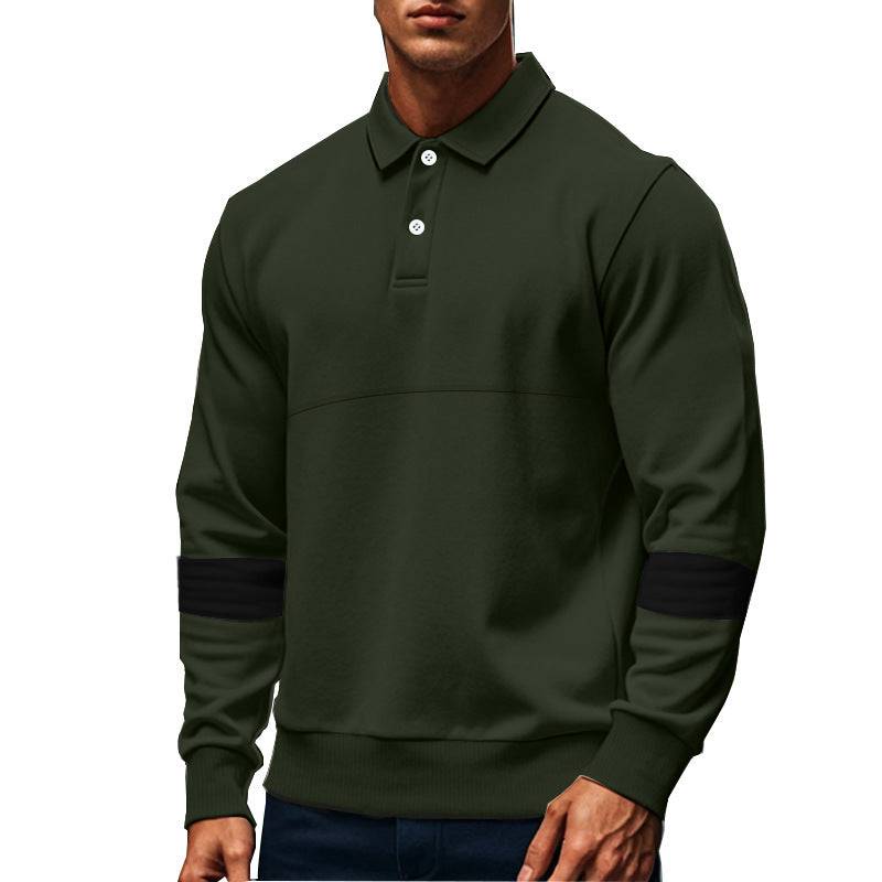 Fashion Long-sleeved Lapel Polo Shirt With Button Men's Loose Casual Sports Top Fall Spring Clothing - Clothing Personality
