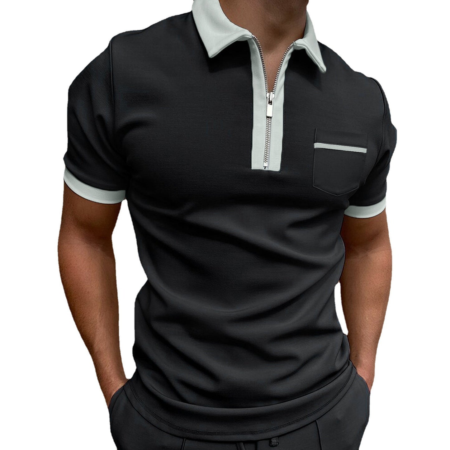 Men's Lapel Fashion Slim Pocket Men's T-Shirt POLO Shirt , Clothing Personality