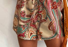 Women's Ethnic Off-Shoulder One-piece Paisley Print Shorts - Clothing Personality