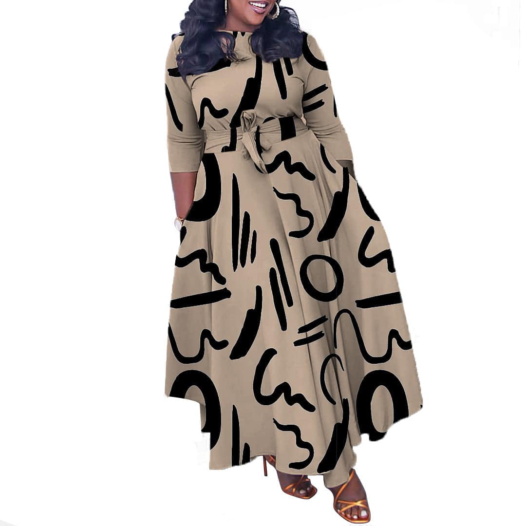 Fashion Elegant Tied African Plus Size Long Dress - Clothing Personality