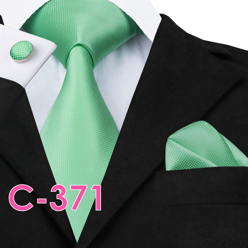 Solid Silk Men's Ties Neck Tie Set For Men Suits Tie Handkerchief Pocket Square - Clothing Personality