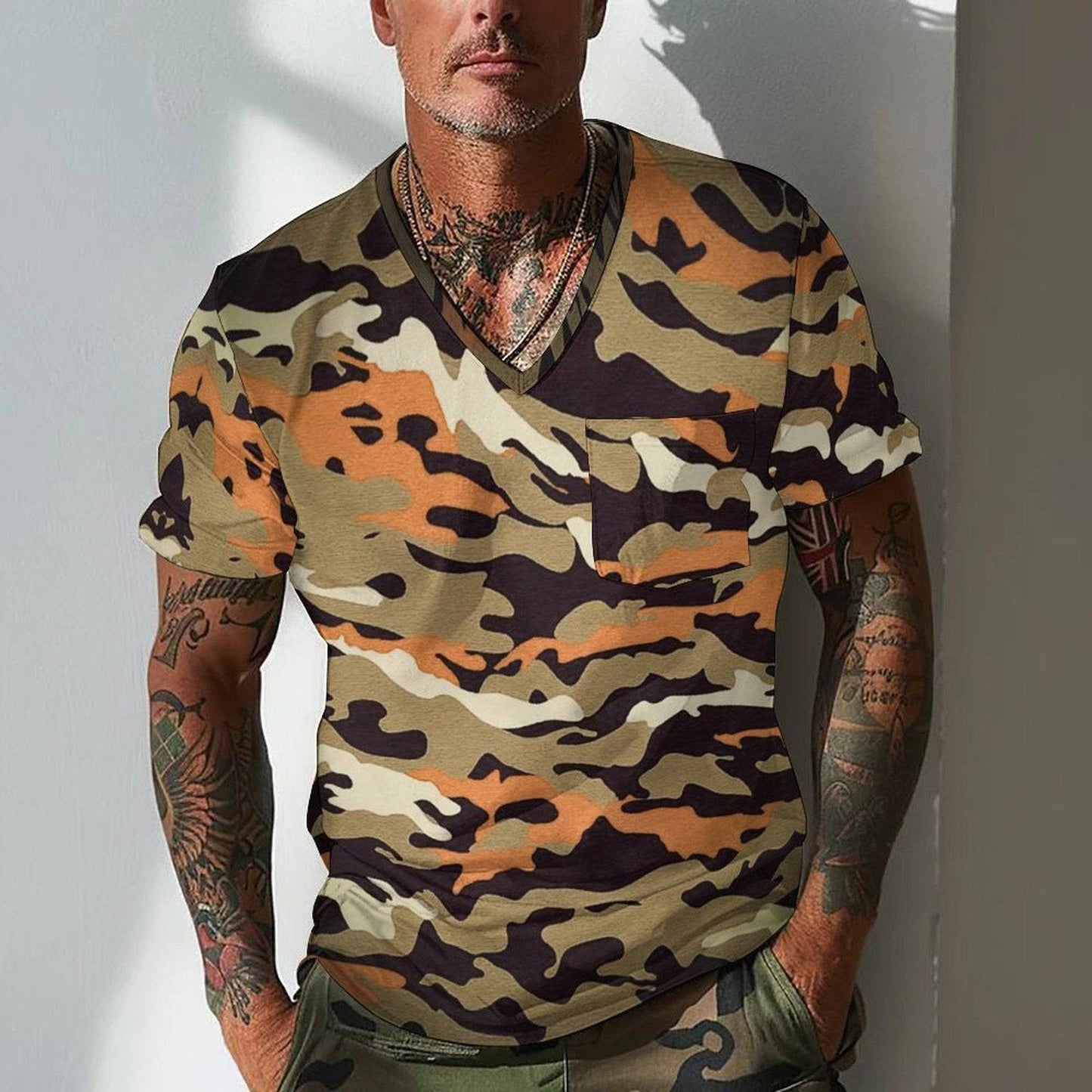 Summer Men's Design Camouflage Breathable Loose Fashion Short Sleeve - Clothing Personality