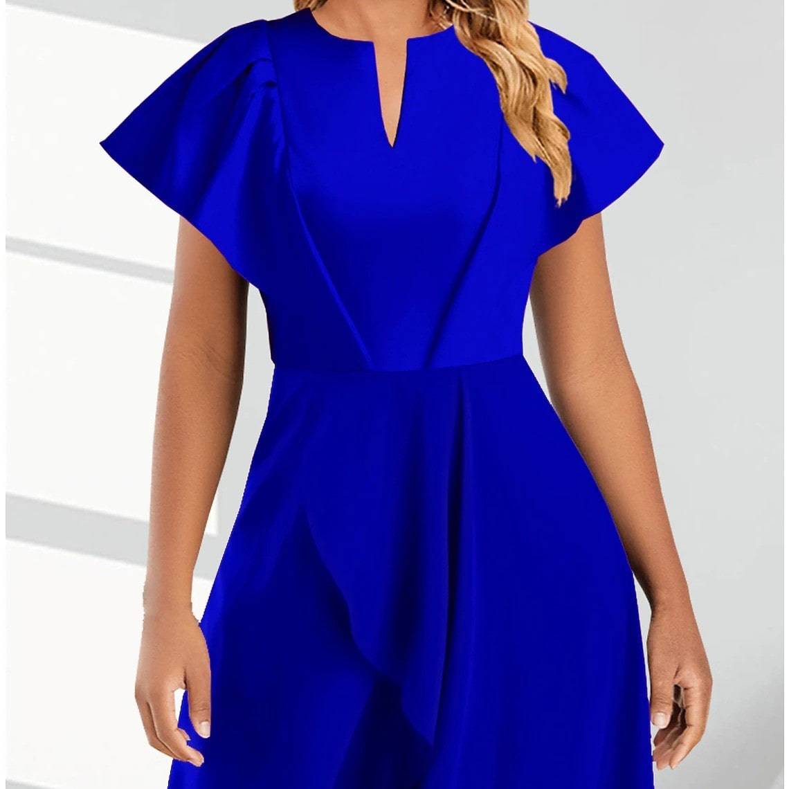 Women's V-neck Split Leg Asymmetrical Flowy Wide-leg Jumpsuit Romper - Clothing Personality