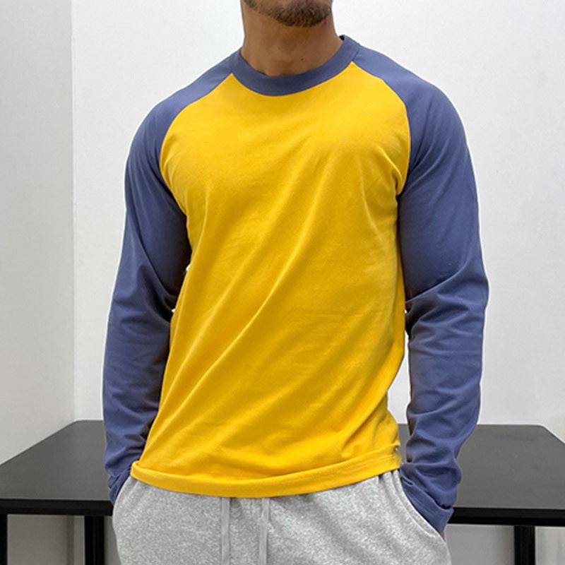 Round Neck Loose Breathable Plus Size Bottoming Shirt Men's Casual Raglan Sleeve Top - Clothing Personality