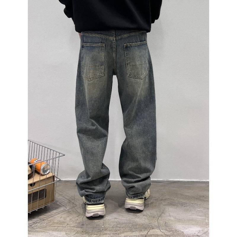 Jeans Men's Autumn New Baggy Straight Trousers Casual Long Pants - Clothing Personality