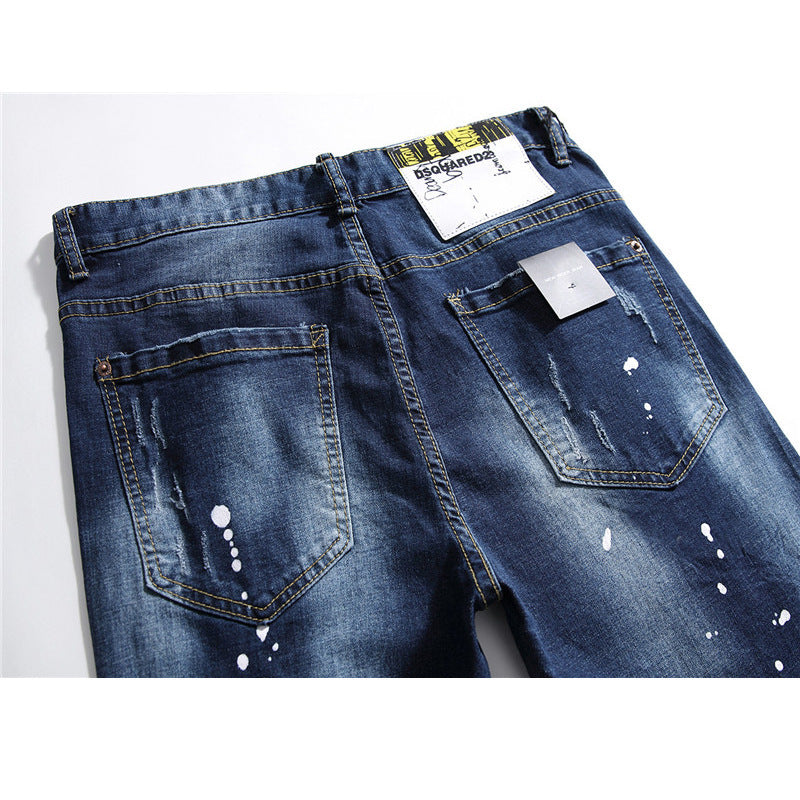 men jeans famous D2 Men slim jeans pants mens denim trousers zipper blue hole Pencil Pants - Clothing Personality