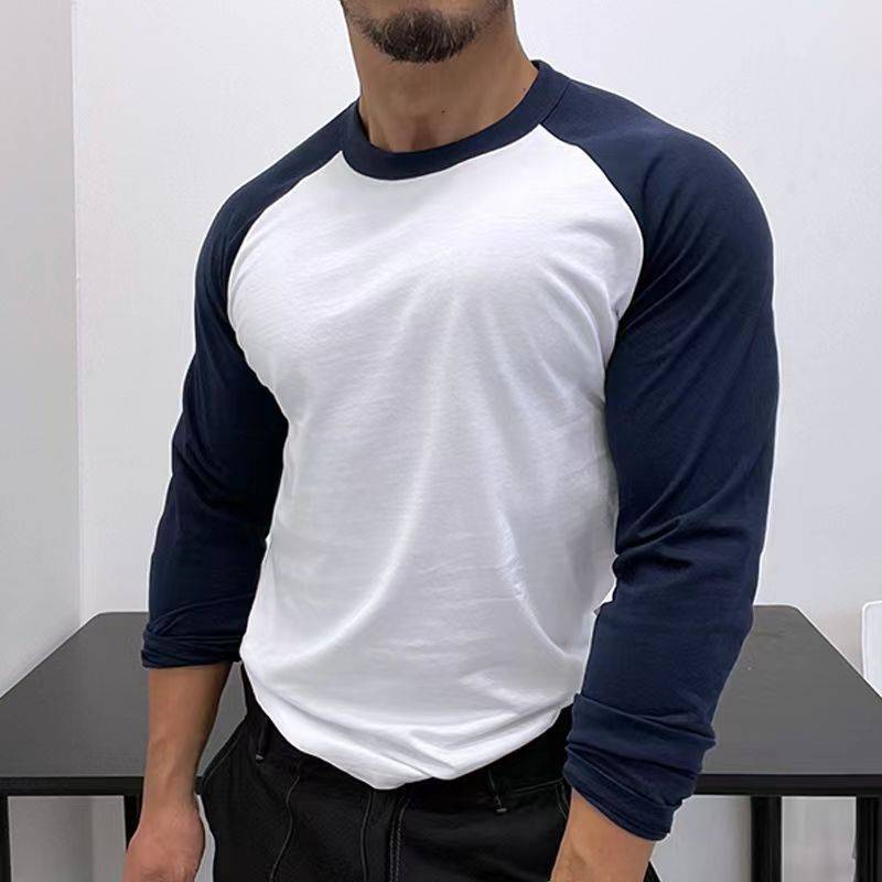 Round Neck Loose Breathable Plus Size Bottoming Shirt Men's Casual Raglan Sleeve Top - Clothing Personality