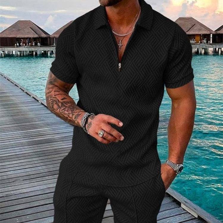 New Men's Summer Short Sleeve Shorts Casual Suit - Clothing Personality