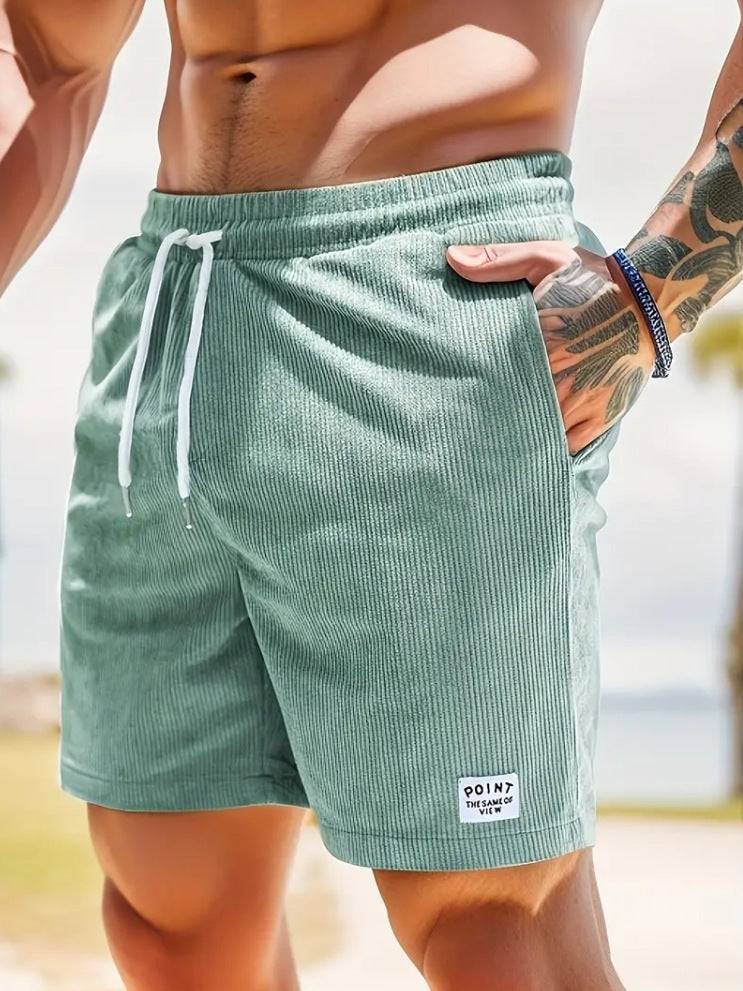 Lace-up Drawstring Shorts Summer Corduroy Sports Short Pants Mens Clothing - Clothing Personality
