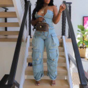 Single-breasted Multi-pocket Workwear Jumpsuit - Clothing Personality