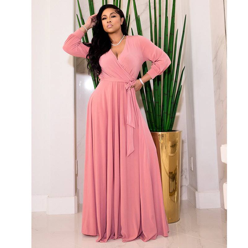 Women's A-line Swing V-neck Empire Waist Maxi Dress - Clothing Personality