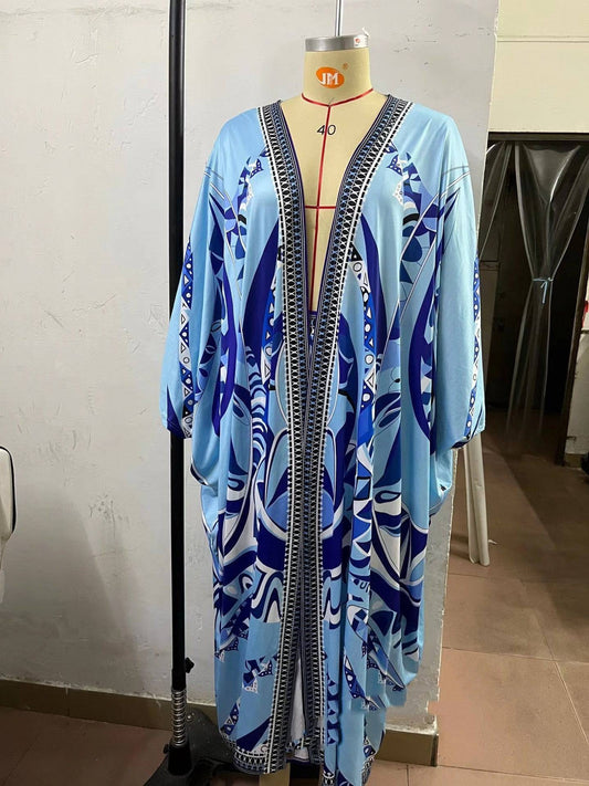 Colorful Printed Kimono Shorts Set Suit For Women - Clothing Personality
