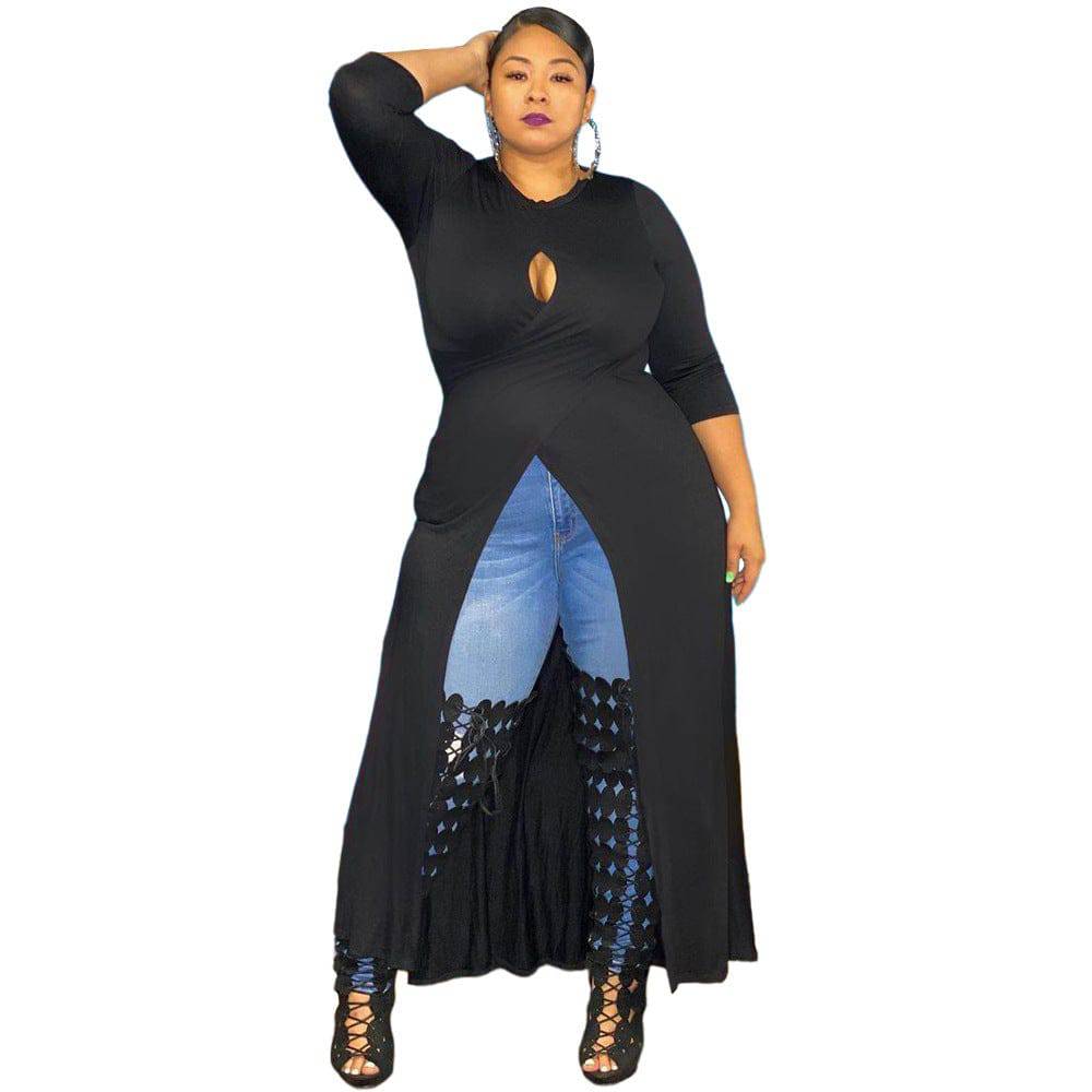 Plus Size Women's Split Dress Top - Clothing Personality