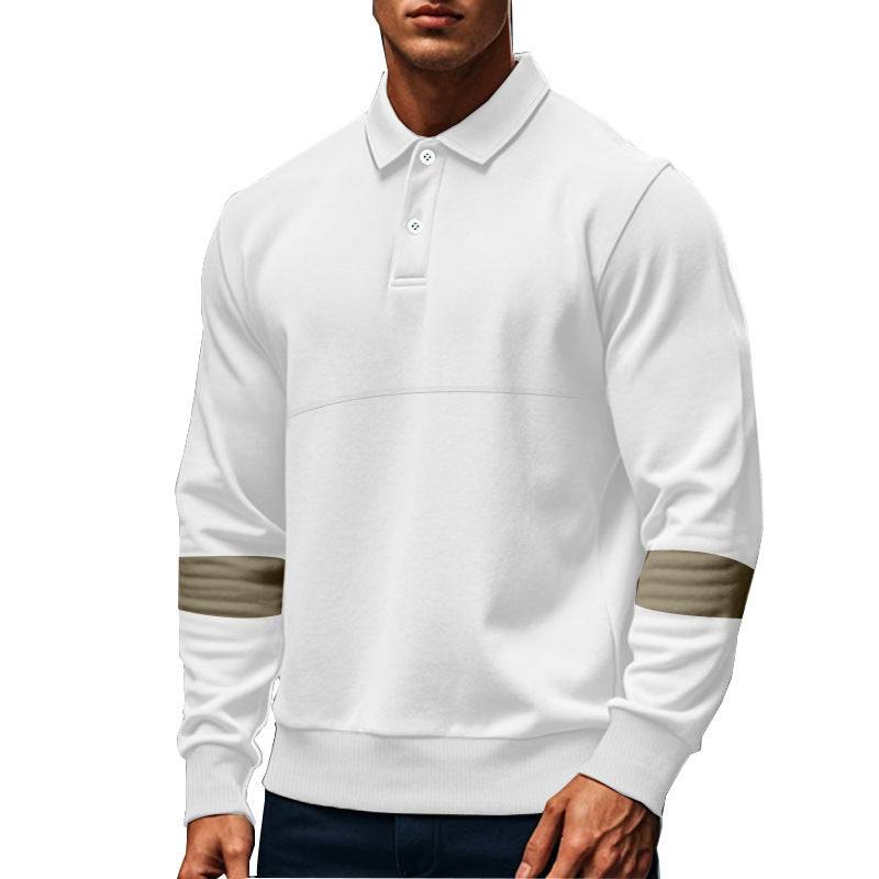 Fashion Long-sleeved Lapel Polo Shirt With Button Men's Loose Casual Sports Top Fall Spring Clothing - Clothing Personality