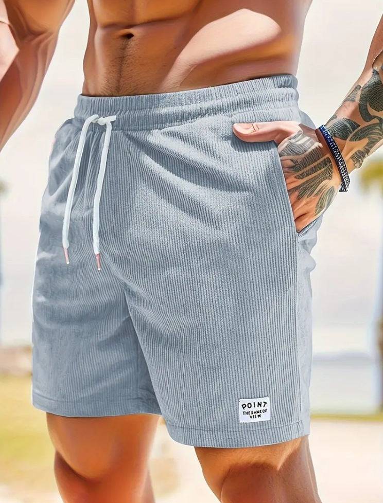 Lace-up Drawstring Shorts Summer Corduroy Sports Short Pants Mens Clothing - Clothing Personality