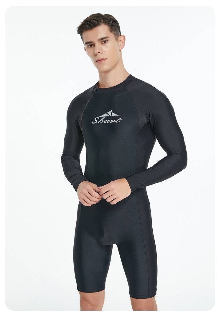 Men's One-piece Swimsuit Tight Long Sleeve Sun Protection Quick-drying - Clothing Personality