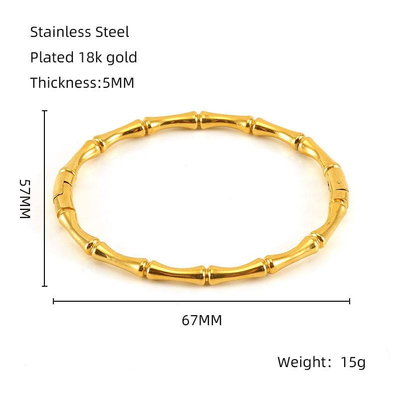 Fashion Bamboo Titanium Steel Bracelet Three Beads - Clothing Personality