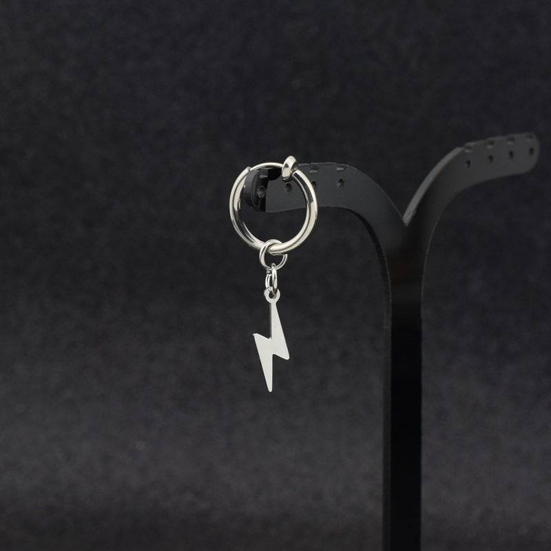 Hoop Huggie Silver Color Earrings For Men Stainless S - Clothing Personality