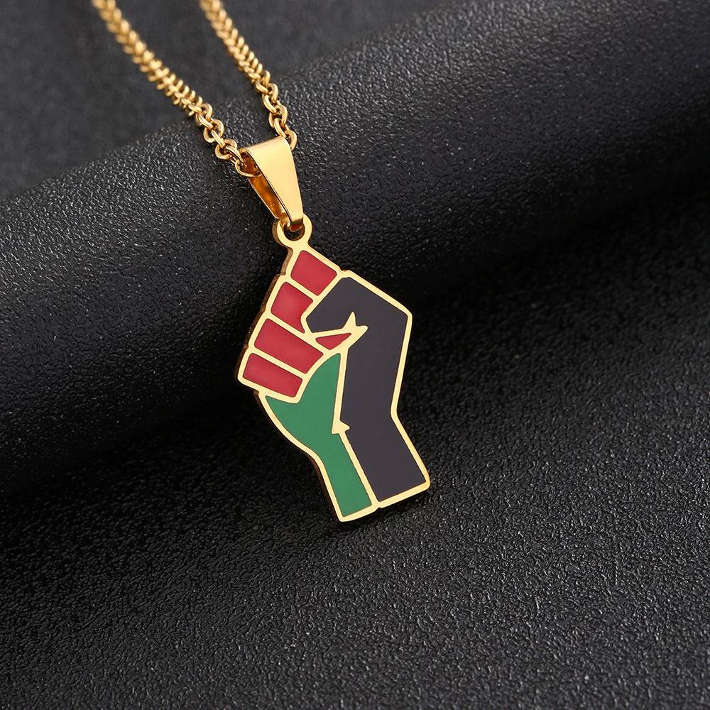 African Fist Symbol Titanium Steel Pendant Necklace - Clothing Personality