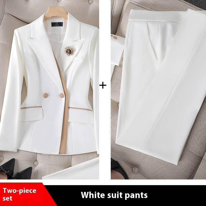 Women's Pink Creme Off-White Blazer Pants Set Two-piece Business Suit Easter Church Outfit Office Work Business Attire - Clothing Personality