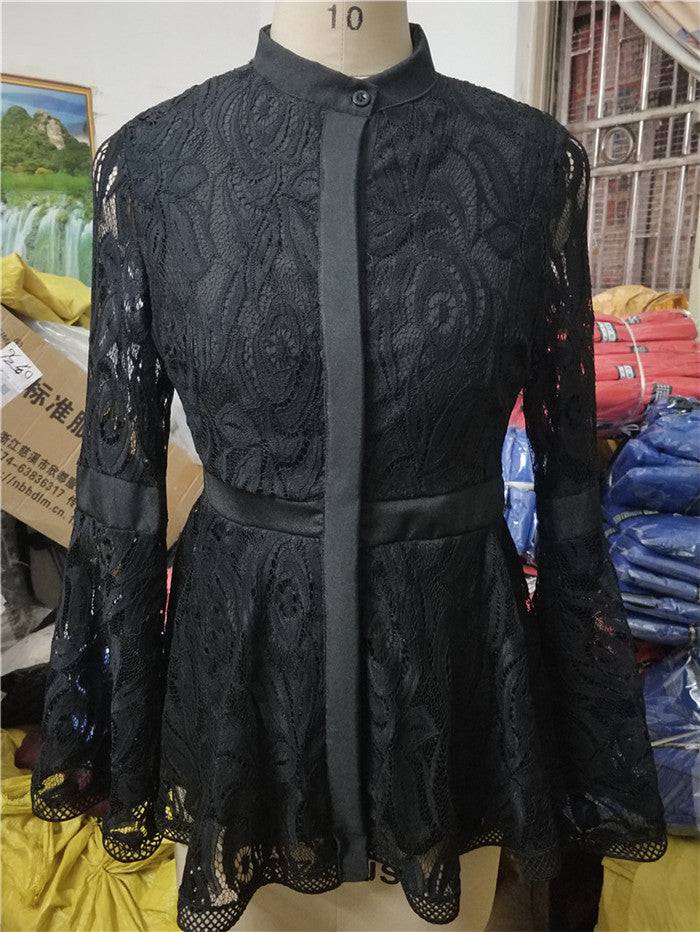 Women's Lace Blouse Long Sleeve Tops Casual Lady Clothes - Clothing Personality