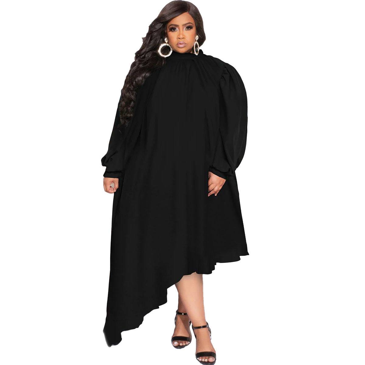 Casual Long Sleeve Solid Color Dress - Clothing Personality
