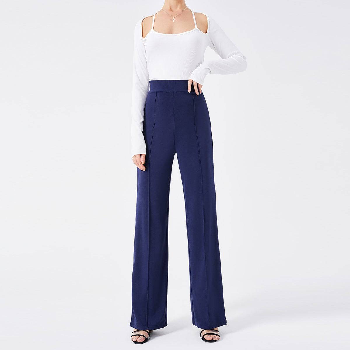Solid Color Casual Pants Slim, High-waisted Bell Bottoms - Clothing Personality