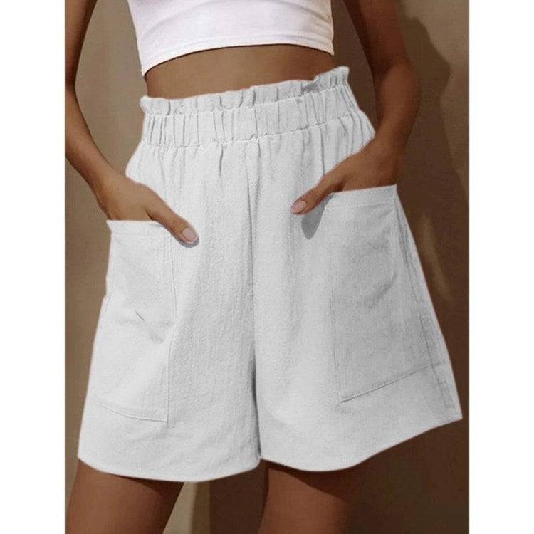 Wide-leg Casual Shorts With Pockets High Waist Elastic Pants Women - Clothing Personality