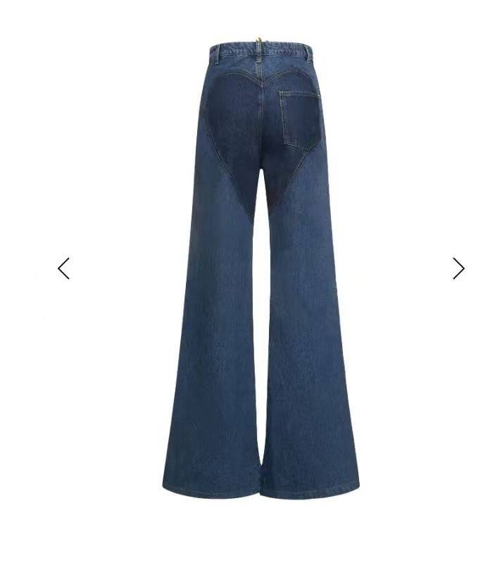 Women Streetwear Cutout Hollow Out Criss Cross Straight Flare Denim Pants - Clothing Personality
