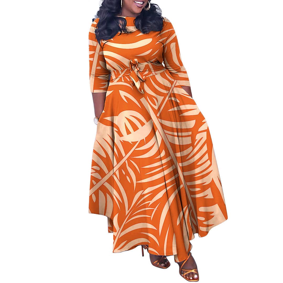 Fashion Elegant Tied African Plus Size Long Dress - Clothing Personality