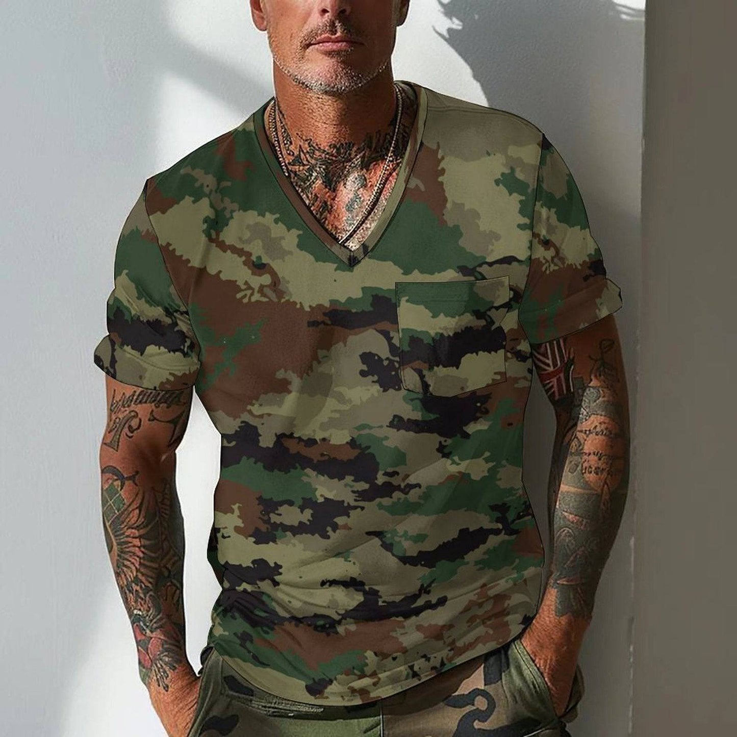 Summer Men's Design Camouflage Breathable Loose Fashion Short Sleeve - Clothing Personality