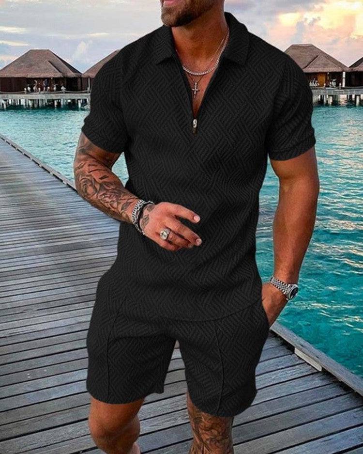 New Men's Summer Short Sleeve Shorts Casual Suit - Clothing Personality