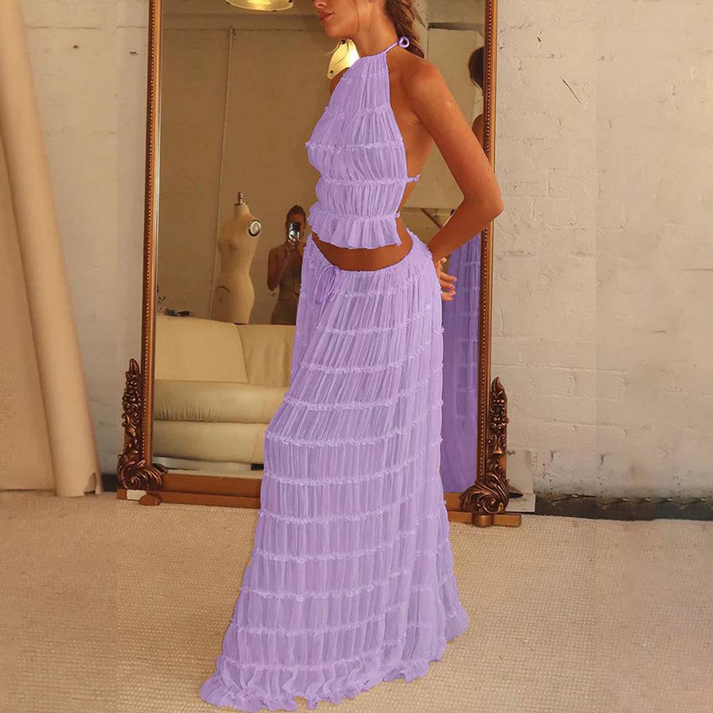 2-Piece Swing Skirt Outfit - Boho Chic - Sheer Outfit - Clothing Personality