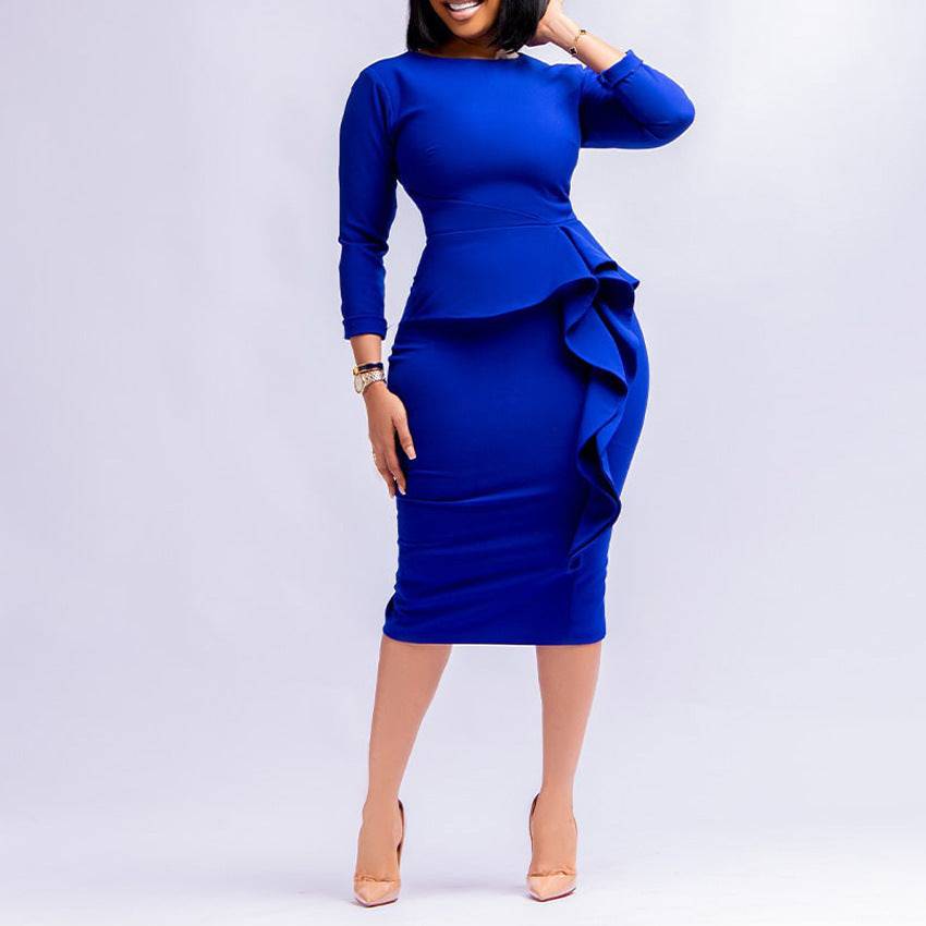 Women's Solid Color 3/4 Sleeve Empire Waist Knee Length Dress Fashion Elegant S-3x Dress Plus Size Dress - Clothing Personality