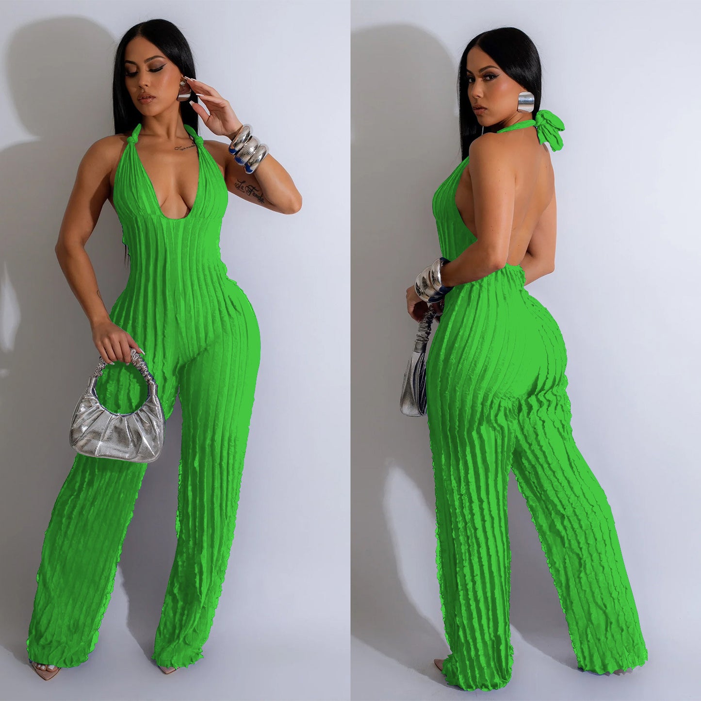 Women's Stylish Feather Feather Pleated Jumpsuit Collection