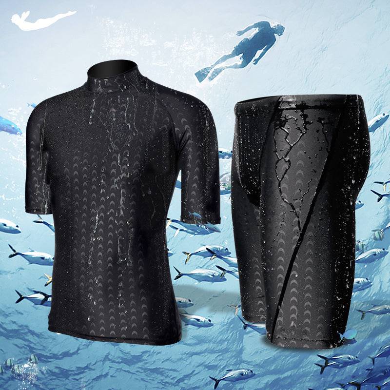 Men's Swimsuit Suit, Short-sleeved Top, Split Quick-drying Snorkeling Equipment - Clothing Personality