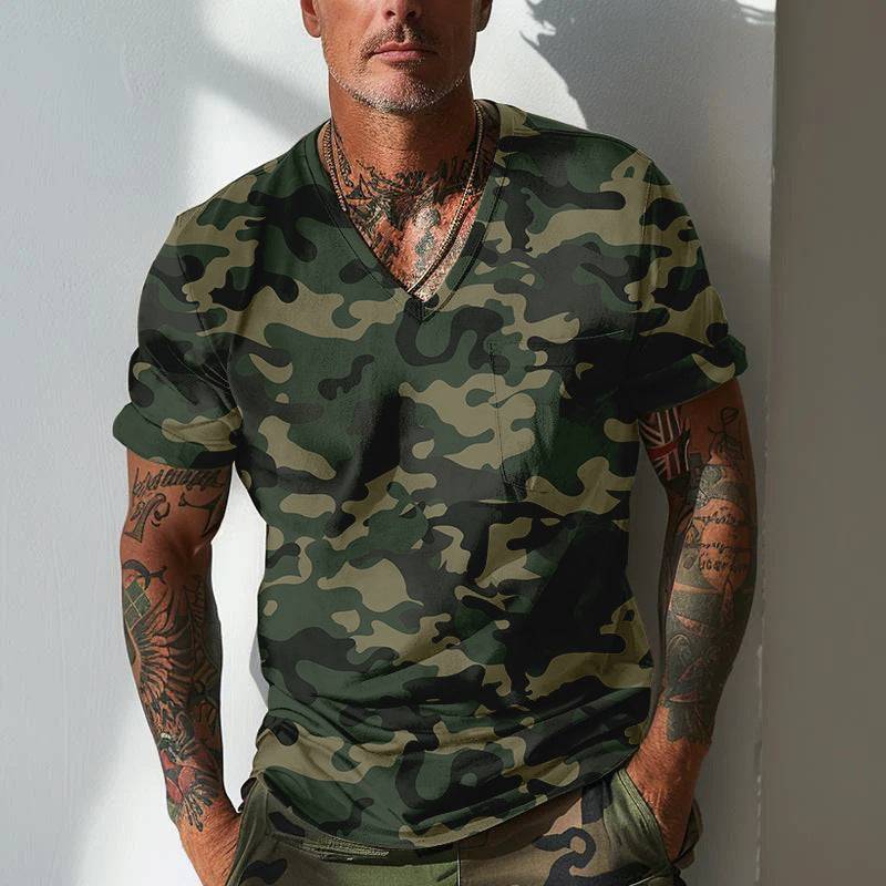 Summer Men's Design Camouflage Breathable Loose Fashion Short Sleeve - Clothing Personality