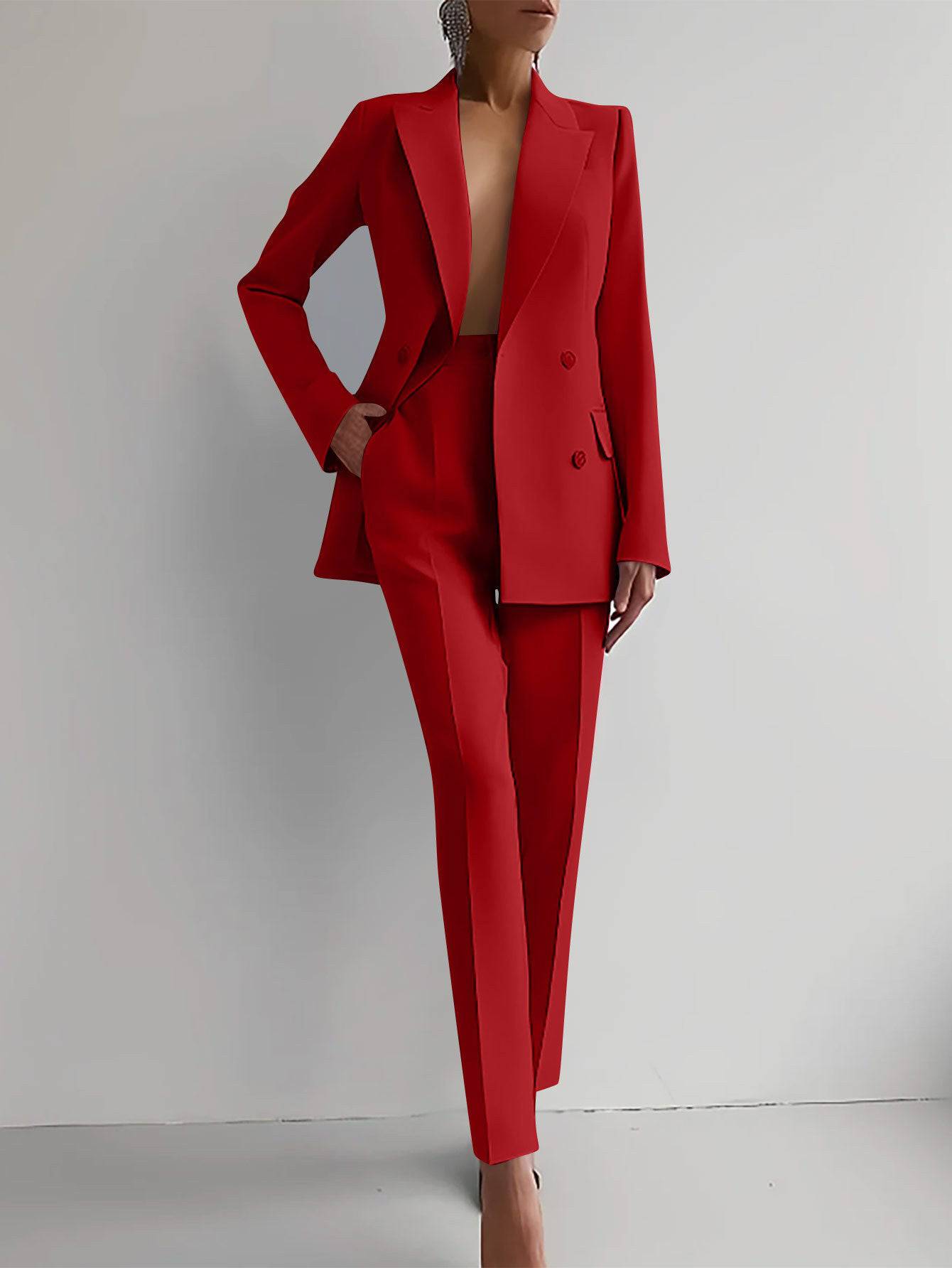 Women's Business Suit Two-Piece Outfit Blazer and Pants Set Business Suit Office Fashion Casual Business Attire Women's - Clothing Personality
