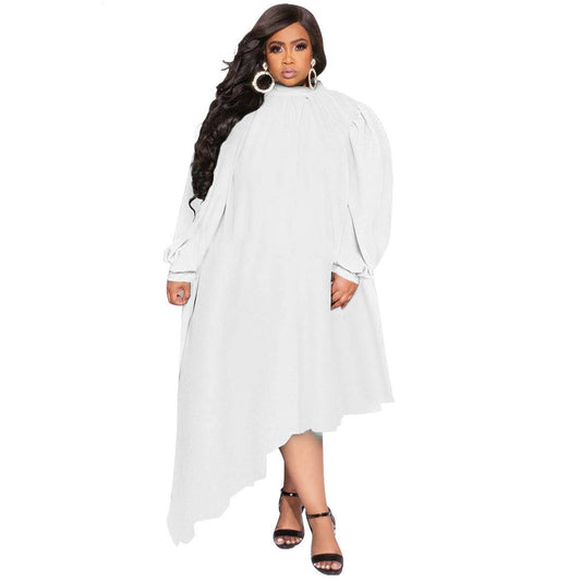 Casual Long Sleeve Solid Color Dress - Clothing Personality