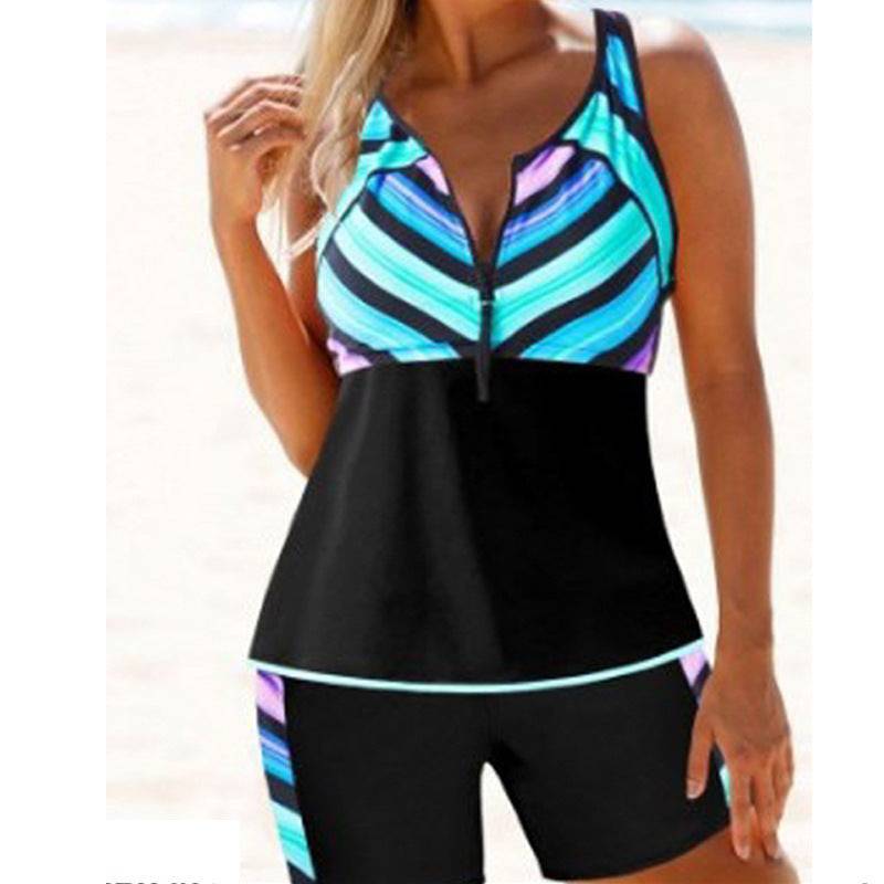 Tankini Leaf Flower Big Skirt Swimsuit Split - Clothing Personality