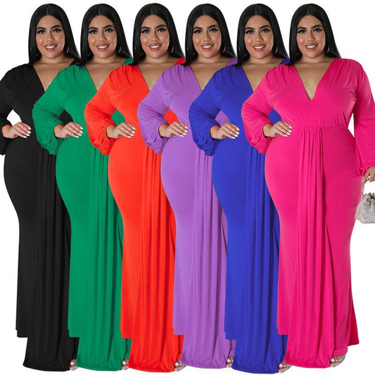 Women's Long Sleeve Pleated Dress - Clothing Personality