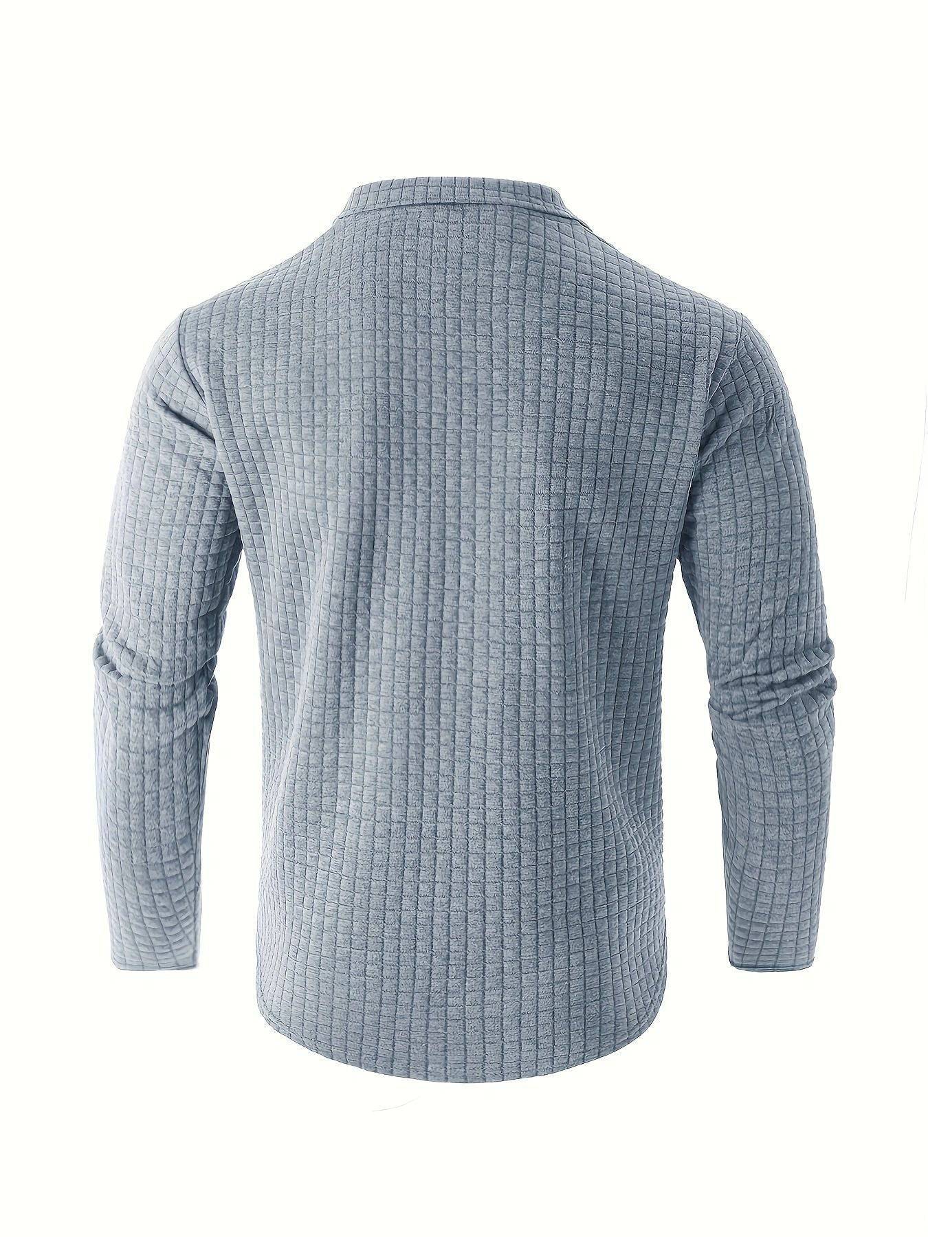 Men's Outdoor Waffle Pattern Stand Collar Half Zip Training T-shirt Waffle Sports Bottoming Shirt - Clothing Personality