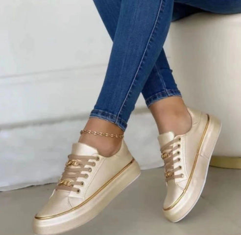 Chain Flats Shoes Thick Bottom Loafers For Walking Sports Shoes For Women - Clothing Personality